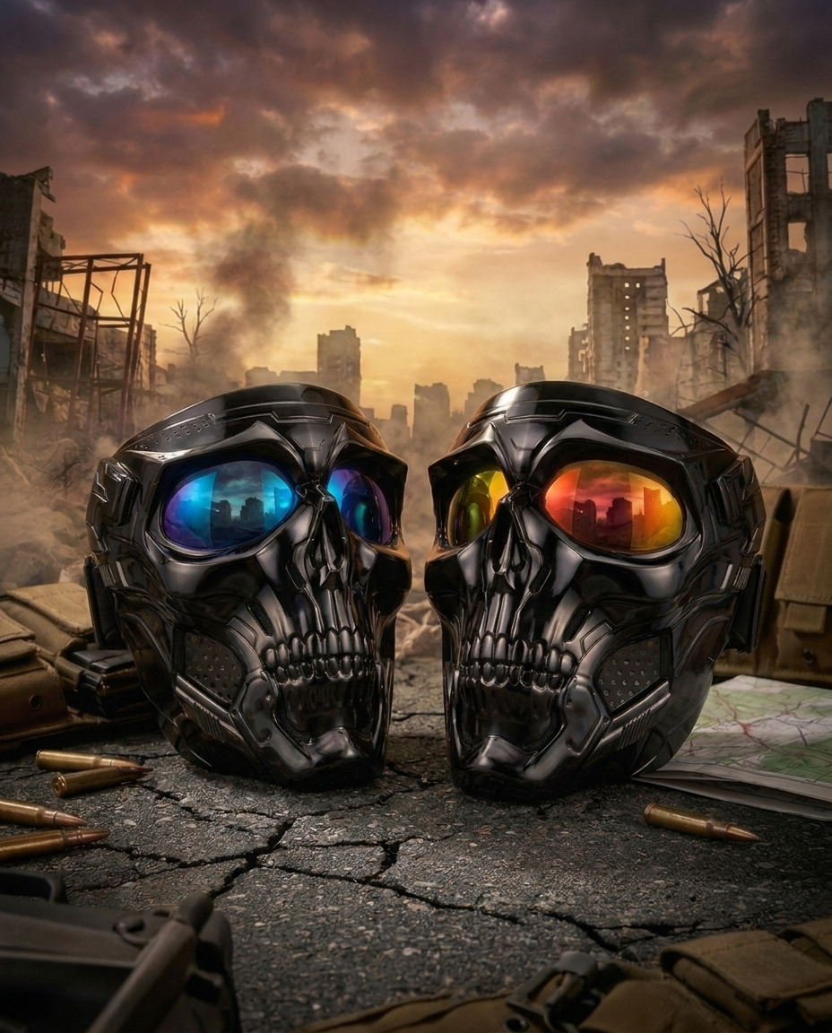 1 BLACKOUT UNIT ULTIMATE MASK + ICE MIRROR LENS + FIRE MIRROR LENS